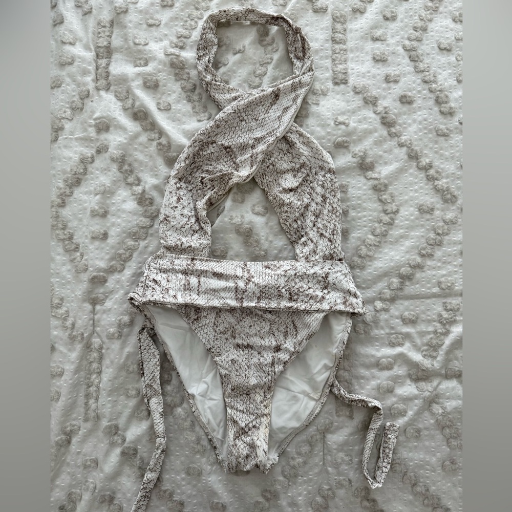 Pilyq Snake Print One Piece Swimsuit